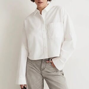 NWOT Madewell Crop Signature Oxford Top szS